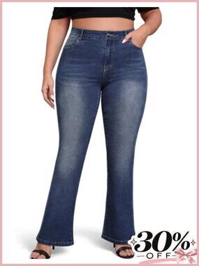 Plus Size Stretchy High Waisted Bootcut Jeans